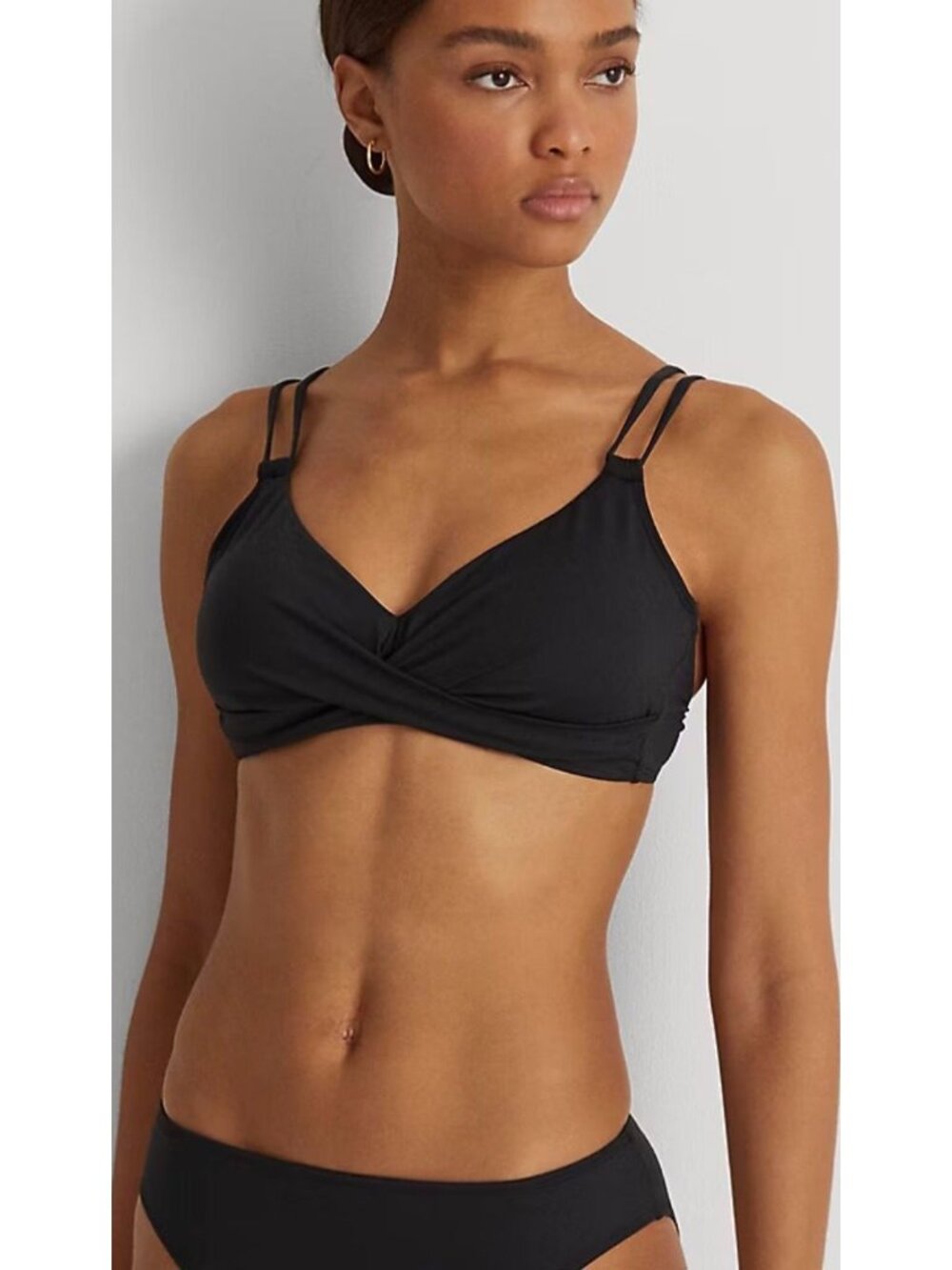 NWT Ralph Lauren Twist Front Bikini Top Swim Underwire Black Size US 12 $90 [jb]